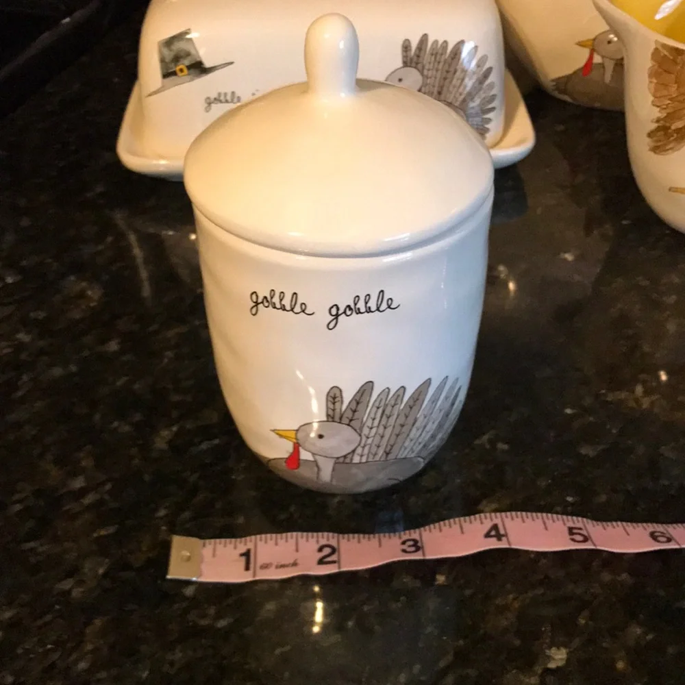Rae Dunn Cream and Yellow Turkey Serveware Set